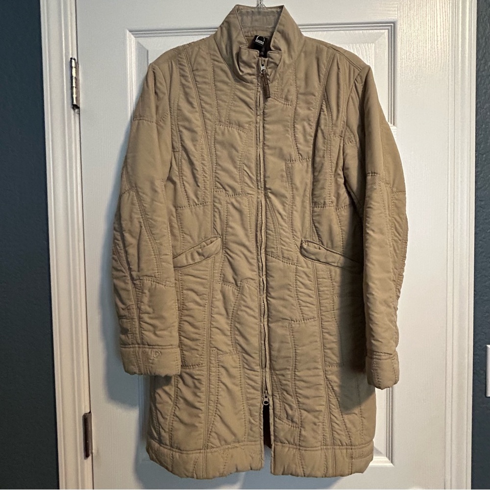 Sierra Designs Quilted Coat Women’s Large Beige Fall Winter Outerwear Casual